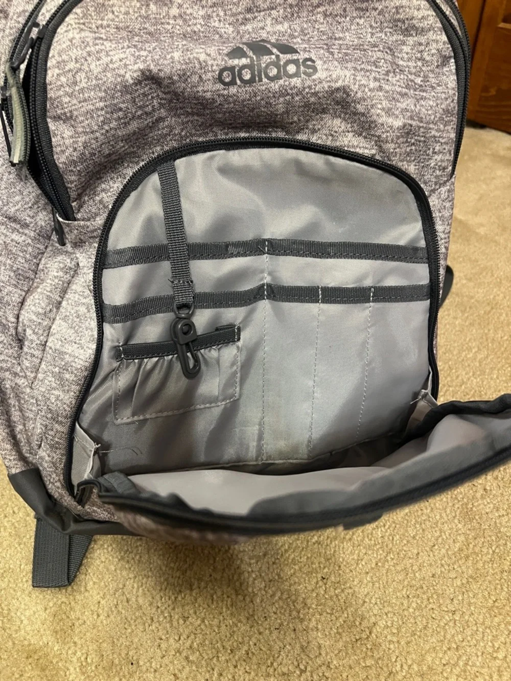 Adidas Gray Backpack with Light Pink Trim - Picture 7 of 8